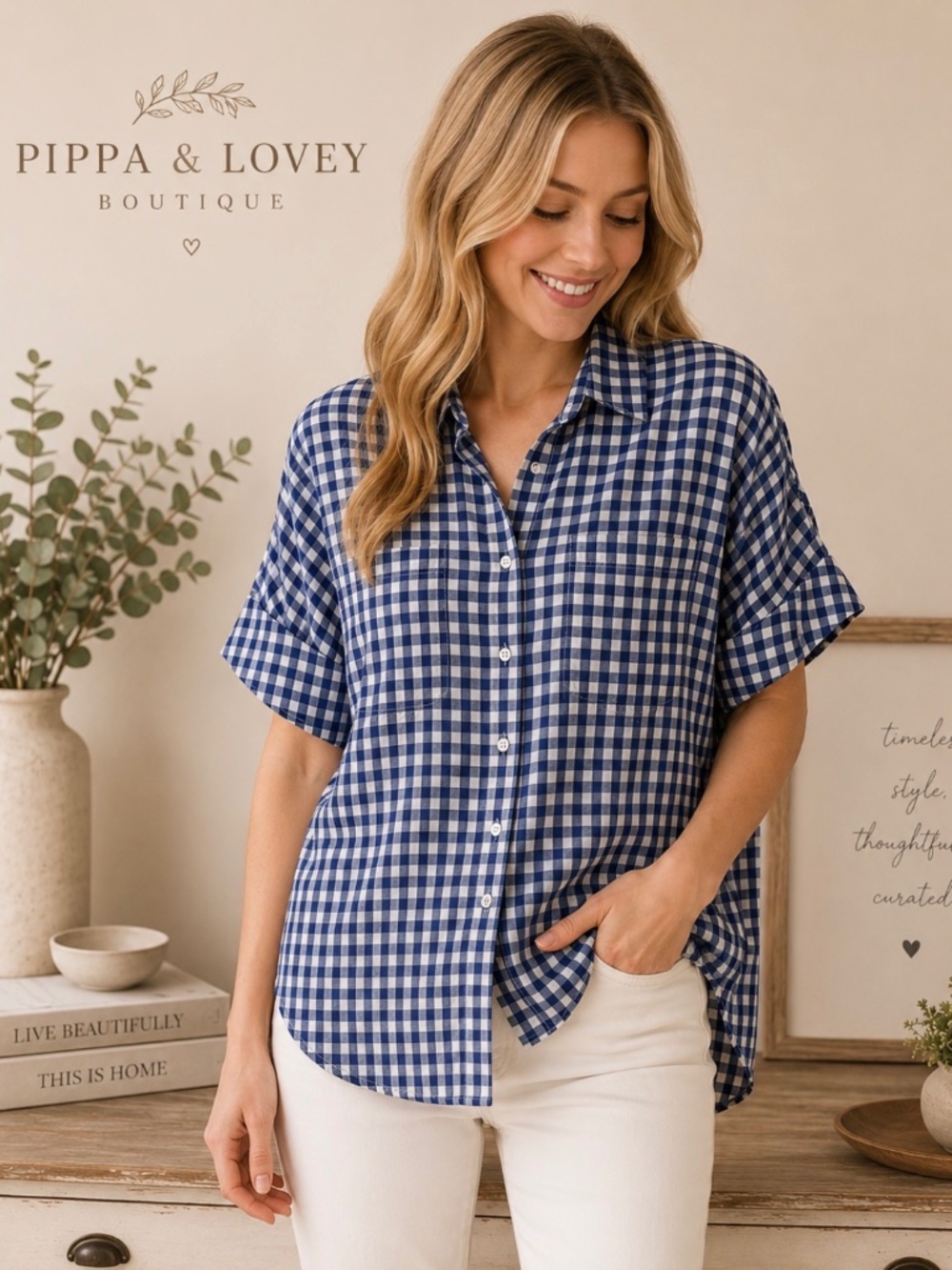 Madewell 1937 Blue & White Gingham Button Down Shirt Size M